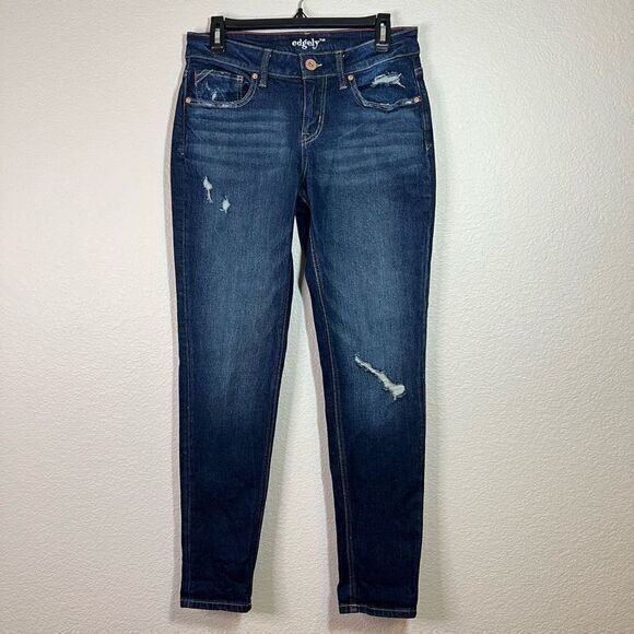 Edgely Women's Low Rise Boyfriend Jeans Distressed Denim Medium Wash Size 6 Reg‎ - Picture 1 of 8